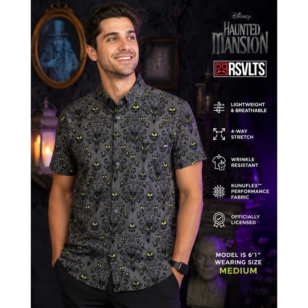 Disney RSVLTS Haunted Mansion Wall Creeps KUNUFLEX Shirt Mens XS Gray
